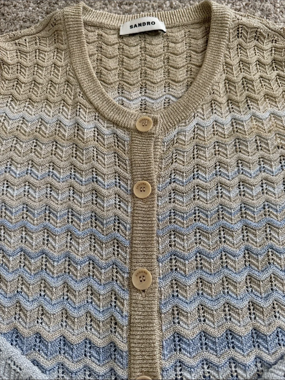 NWT Sandro Open-Knit Button Cardigan Sweater - Picture 3 of 8